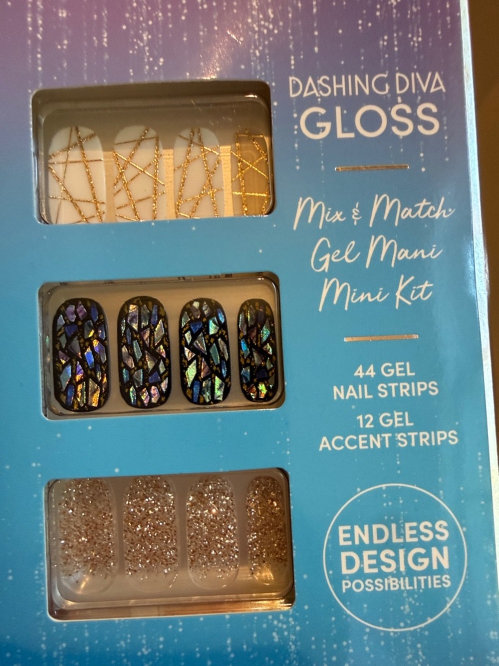 Dashing Diva GLOSS Mix & Match Gel Mani Mini Kit - Navy, Grey, Gold, Iridescent - Picture 3 of 4